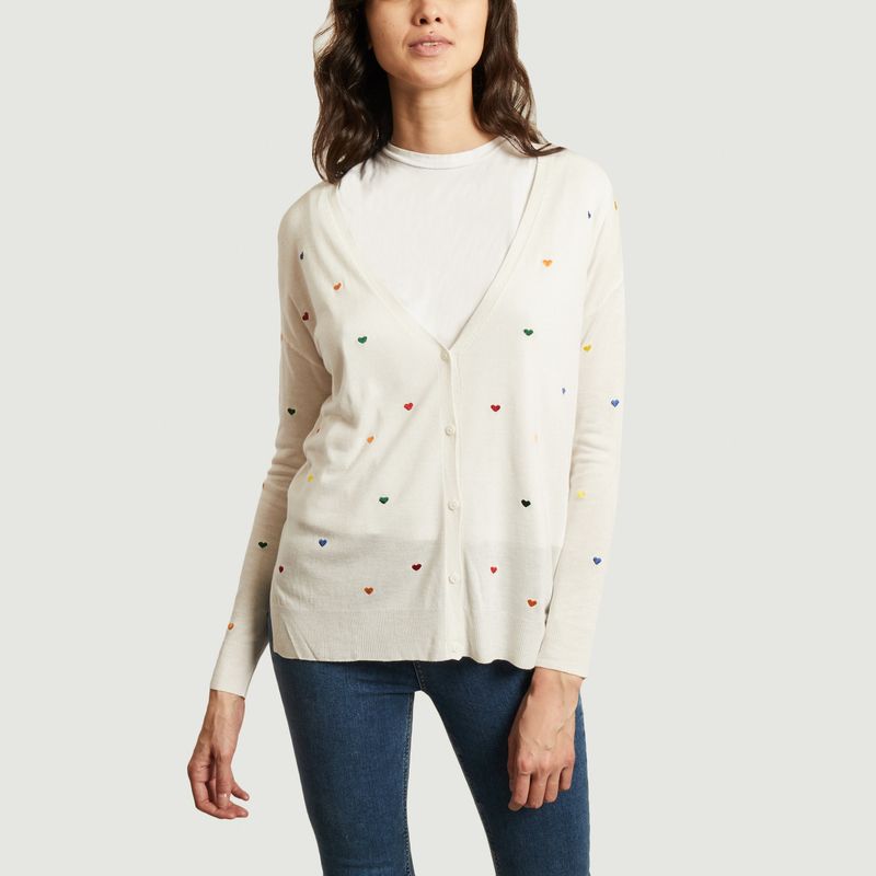 Cannelle bamboo and cashmere hearts pattern cardigan - Absolut cashmere